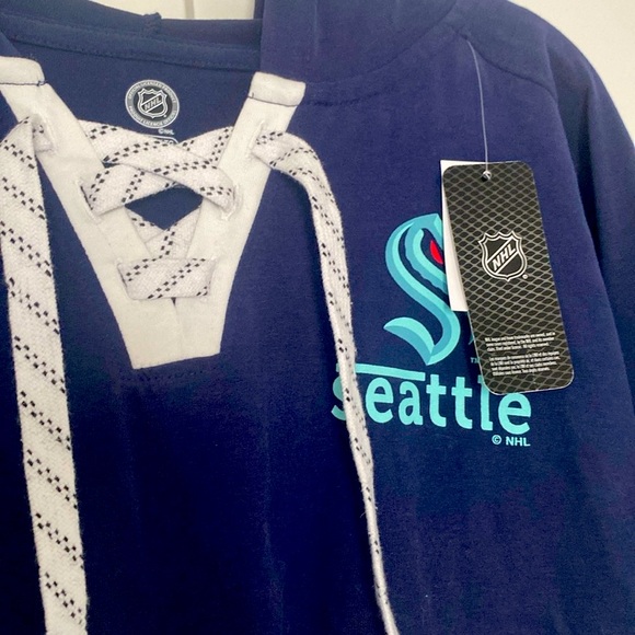 NWT [NHL] Seattle Kraken 🐙 Lace-Up Long-Sleeved Hooded Top Women’s Sz XL 16/18 - Picture 4 of 9